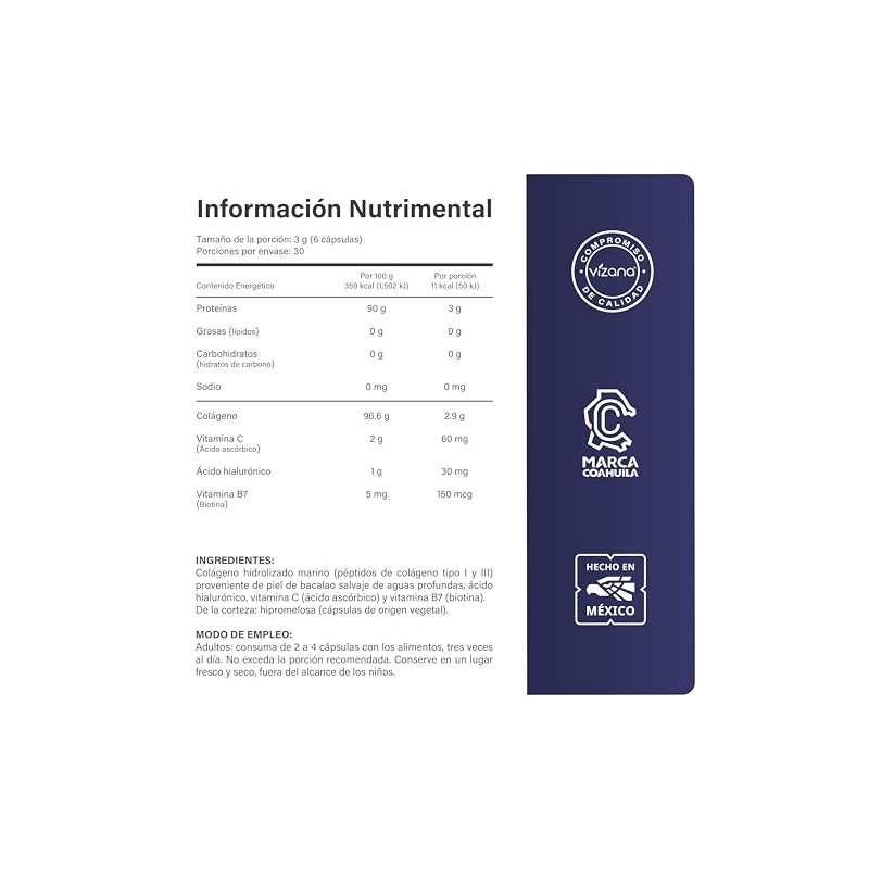 VIZANA NUTRITION | Colágeno Hidrolizado Marino. Tipos I y III