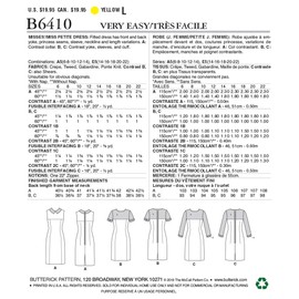 Butterick Patterns 6410 A5, Miss Petite Dress,Sizes 6-14, Tissue Multi-Colour, 17 x 0.5 x 22 cm
