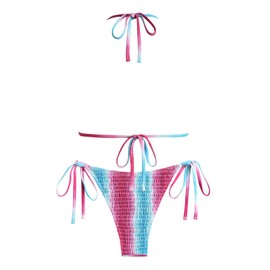 seamoly Conjunto de bikini triangular fruncido con lazo lateral floral, Multicolor-09, M