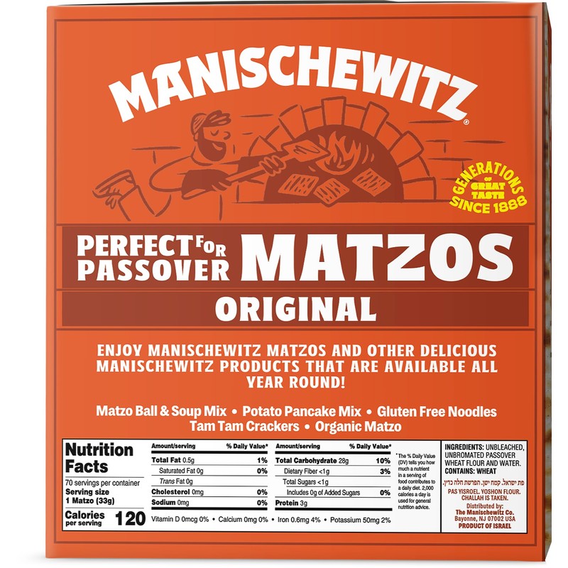 Manischewitz Passover Matzo, 5x1lbs Boxes (Total 5 Boxes) Freshly Baked