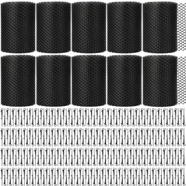 Windyun Gutter Guards Roll Black Plastic Guards Mesh Downspout Pipe Gutter Cover Filter Gutter Protection Netting with Clip Fixed Hooks Preventing from Twigs Debris Leaves Clogged (10 Set,6'' x 20')