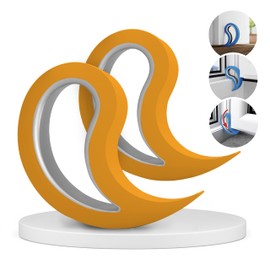 Stoppy, Stoppi, Window Stopper, Door Stop, Door Wedge, Door Hook, Window Clamp, Set of 2 (Available in 14 Colours) (Orange)