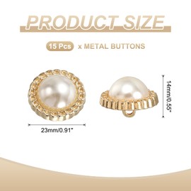 HARFINGTON 15 botones de metal de 23 mm (0.91 pulgadas) de aleación de zinc, accesorios de costura para manualidades, accesorios de costura para camisas, vestidos, manualidades, decoración de ropa