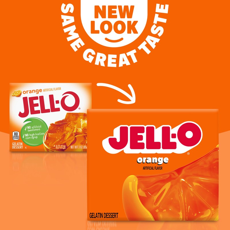 Jell-O Gelatin Dessert Mix, Orange Flavored, Fat Free, Quick &
