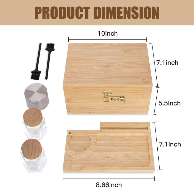 Youpehom Large bamboo box, locked storage decorative box with combination