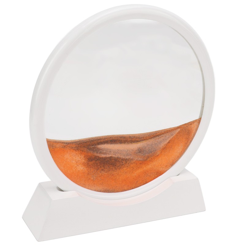 Moving Sand Art Round White Frame 3D High Transparent Glass