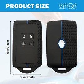 2 STK Autoschlüssel Hülle für Renault,Renault Arkana,Silikon Renault Clio Autoschlüssel Hülle,Dacia Renault Autoschlüsselhülle,Duster Schlüsselhülle - Silikon Schlüsselhülle - 3 Tasten (Dunkel Blau).