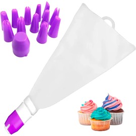 Lecute Set Manga Pastelera Reutilizable y 12 Duyas Reposteria Decoracion Pasteleria Decoracion Glaseado Preparacion de Postres Pasteles Galletas (Morado)