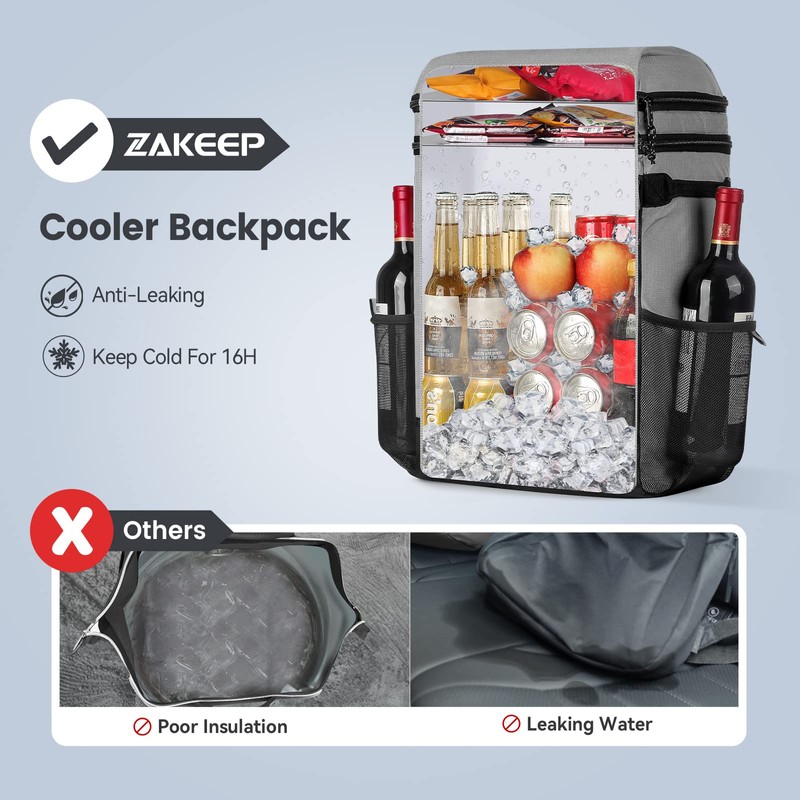 ZAKEEP Cooler Backpack, 36 Cans Multifunctional Leakproof Cooler Backpack with