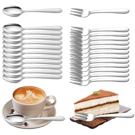 Gohytal Set di cucchiai da tè in acciaio inox, cucchiaini da caffè, cucchiaini da dessert, set di cucchiai da tè per ristoranti, lavabili in lavastoviglie