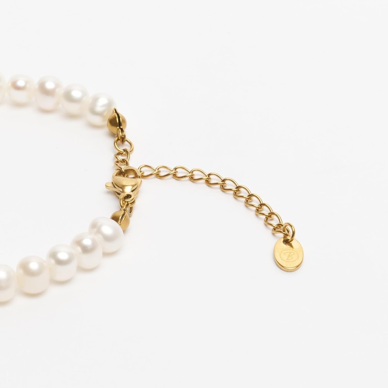 BERGERLIN Pearl Anklet for Men and Women with Gold-Plated Clasp