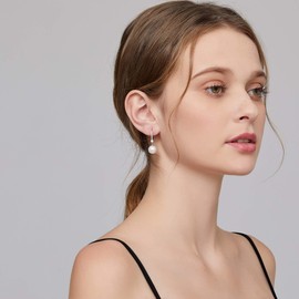 Women's Pearl Earrings 925 Sterling Silver Natural Freshwater Pearl Drop Earrings For Women, Silver