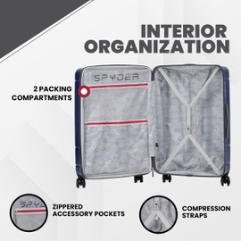 Spyder Carve 25 Inch Expandable Hardside Upright Suitcase, with 360° Spinner Wheels, TSA Approved Lock, Navy