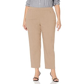 Alfred Dunner womens Allure Slimming Plus Size Short Stretch - Modern Fit Pants, Tan, 24 US