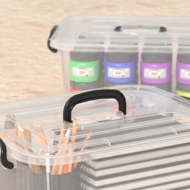 Waikhomes 8 L Clear Plastic Storage Bins with Lids, 2-Pack