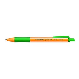 STABILO 'POINTBALL' RETRACTABLE BALLPOINT PEN GREEN INK (PACK OF 3)