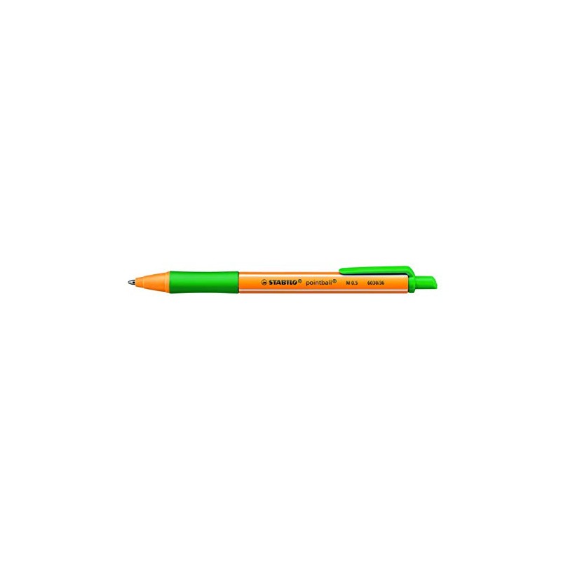 STABILO 'POINTBALL' RETRACTABLE BALLPOINT PEN GREEN INK (PACK OF 3)