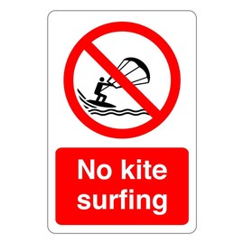 No kite surfing : safety signage beech signage - 3mm Aluminum Dibond for indoor/outdoor usage (400mm x 300mm) 14m Viewing Distance.
