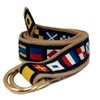 Skippers D-Ring Nautical Code Flags Belt, Khaki Webbing, Brass D-Ring