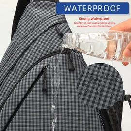 TurnWay Water-Proof Sling Backpack/Crossbody Bag/Shoulder Bag for Travel, Hiking, Cycling, Camping for Women & Men (Grey Grid)