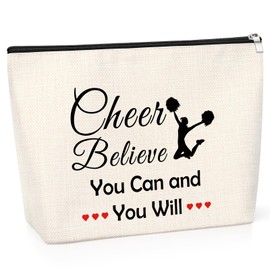 Cheer Gifts for Women Girls Cheer Makeup Bags Cheer Team Gift Cheer Coach Gift Cheer Gifts for Teen Girls Inspirational Gift for Cheer Mom Sister Birthday Christmas Thanksgiving Present Cosmetic Bag