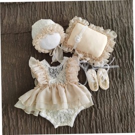 Newborn Lace Romper Baby Girl Photography Props with Headband Lace Costume Bodysuits Outfit for 0-1Month Style 3 Newborn Photography Clothing Props