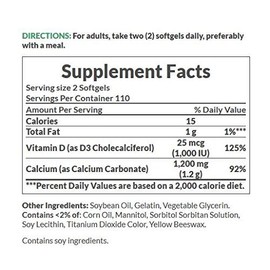 Nature’s Bounty Nature's Bounty Calcium 1200mg Vitamin D3 1000IU Bone Support Softgels 120 ct