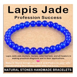 AD Beads Handmade Gemstone Stretch Elastic Bracelet Crystal Healing Reiki Nature's Beauty and Spiritual Essence Unisex (6mm, Blue Lapis Jade (Profession Success))