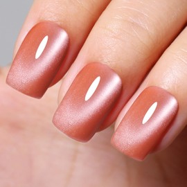 Cat Eye Gel Nail Polish, 0.5 Fl Oz Coral Peach Magnetic Nail Gel Polish With Magnet UV LED Holographic Glitter Diamond Shimmer Sparkle DIY Manicure