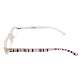 Calabria 4367 Designer Rectangular Reading Glasses +2.75 White Striped Pattern Women Readers Trendy Cute Eyeglass