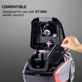 OVENTE Motor Foam Replacement Filter for Electric Vacuum Cleaner ST1600, Easy to Attach, Washable and Reusable, Black ACPST16713