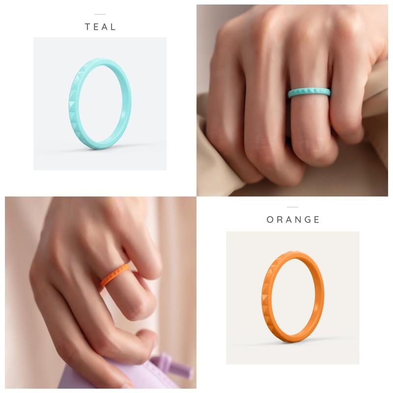 ThunderFit Thin and Stackable Silicone Rings for Women, Rubber Wedding