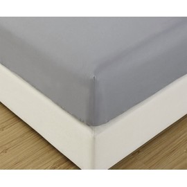 RAYYAN LINEN'S 100% EGYPTIAN COTTON 200 THREAD COUNTS FITTED SHEET [SILVER GREY, SIZE 4 FEET SMALL DOUBLE] 9" DEPTH