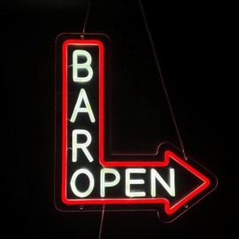 Bar Open Neon Sign LED for Wall Decor Dimmable Bar Open Light Up Sign for Pub Restaurant Business Occasions Man Cave(12.8 * 14.9In)