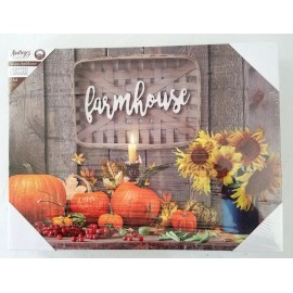 Audrey's, PUMPKINS & SUNFLOWERS, 16" l x 12" h, Led Canvas Print, New