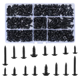 TVNYOUJIA Pack of 350 Self-Tapping Screws Flat Head Cross Head Body Screws Assortment Wood Screws Carbon Steel Drywall Furniture Machine Screws Set Black