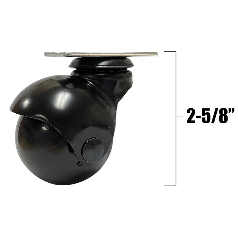 Ball Casters Black 2 Inch, Black Hooded, 360 Degree Swivel