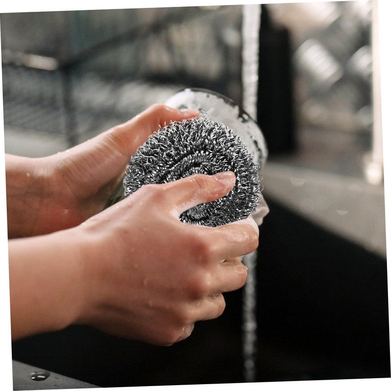 CHILDWEET 6PCS Stainless Steel Pot Scrubbers Reusable Steel Scrubber for