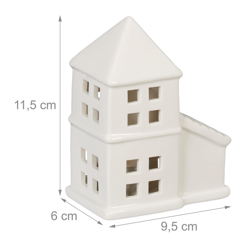 Relaxdays Ceramic Tea Light House, Light House for 1 Tea