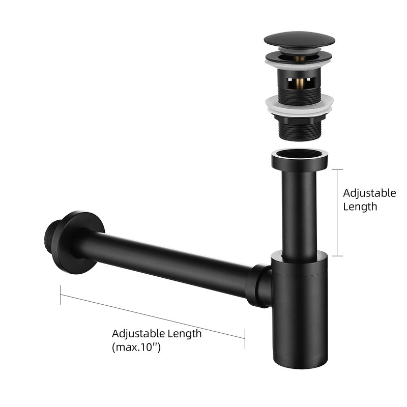 Miraga Bathroom Sink Stopper P-Trap Complete Set Adjustable 1-1/4 Sink