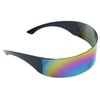 Sarini Futuristic Narrow Cyclops Silver Color Mirrored Lens Visor Sunglasses
