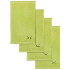 Sansibar Set of 4 Guest Towels 30 x 50 cm 100% Cotton with Embroidered Sabre Logo Hand Towel Flannel Green