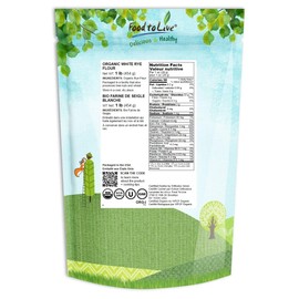 Organic White Rye Flour, 1 Pound - Non-GMO, Unbleached, Light, Medium Protein, Vegan, Kosher, Finely Milled Berries, Great for Baking Cookies, Muffins, Bread, and Sourdough