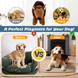 Squeaky Dog Puppy Toys, Stuffed Plush Animal to Keep Them Busy for Small Medium Large Dogs & Aggressive Chewers, Soft Durable Tough Indestructible Pet Chew Toys, Best Products Stuff for Puppies