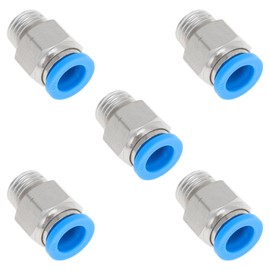 TUCKBOLD Push to Connect Air Fittings 3/8" Male Thread Air Line Quick Connector Plastic Nickel-Plated Copper 1/4" NPT 5 Pcs Blue Silver Tone