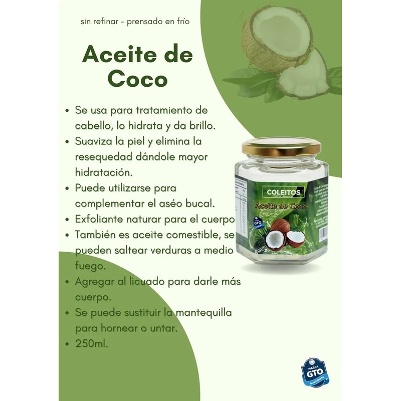 Aceite De Coco Y Aceite De Orégano Coleitos 250ml Y