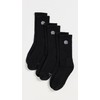 REIGNING CHAMP Men's 3 Pack Classic Crew Socks, Black, S-M