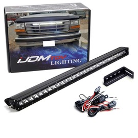 iJDMTOY Behind The Grille 30-Inch LED Light Bar Kit, Compatible with 1992-1996/97 Ford Bronco F150 F250 F350, Includes 150W Single-Row LED Lightbar, Mounting Brackets, On/Off Switch Relay Wiring Kit