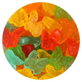 Assorted Gummy Butterflies Oiled, 2 Pound Bulk Bag, Gummy Candy, The Hampton Candy Company
