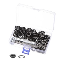 sourcing map 100 Sets Grommet Tool Kit Gunmetal 10mm 2/5 Inch Copper Metal Grommet Eyelets with 3pcs Installation Tools & Storage Box for Shoes Clothes Leather DIY